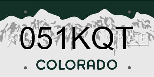 051KQT Colorado License Plate