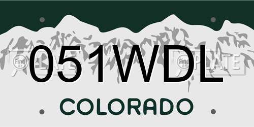 051WDL Colorado License Plate