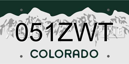 051ZWT Colorado License Plate