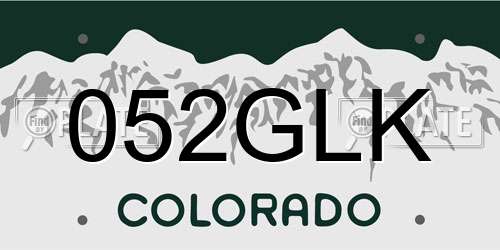 052GLK Colorado License Plate