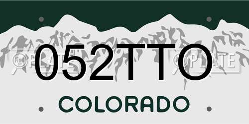 052TTO Colorado License Plate