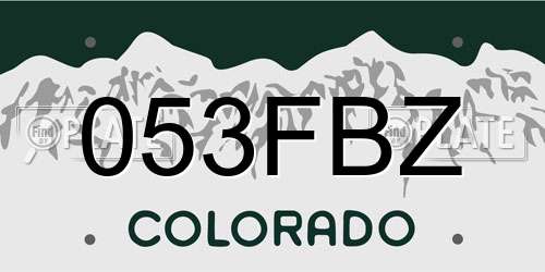 053FBZ Colorado License Plate