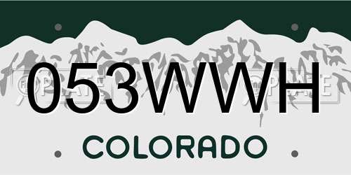 053WWH Colorado License Plate