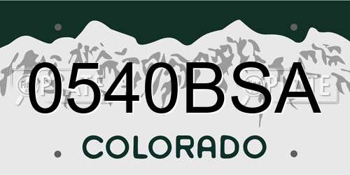 0540BSA Colorado License Plate