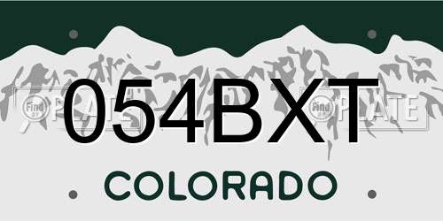 054BXT Colorado License Plate