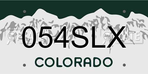 054SLX Colorado License Plate