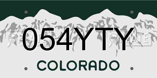 054YTY Colorado License Plate