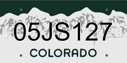 05JS127 Colorado License Plate