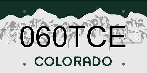 060TCE Colorado License Plate