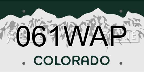 061WAP Colorado License Plate