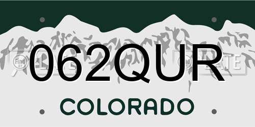 062QUR Colorado License Plate