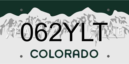 062YLT Colorado License Plate