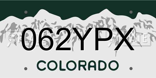 062YPX Colorado License Plate