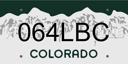 064LBC Colorado License Plate