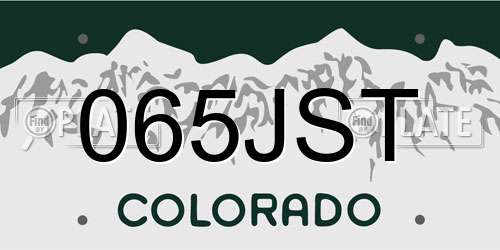 065JST Colorado License Plate