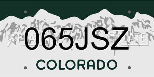 065JSZ Colorado License Plate