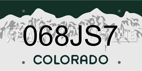 068JS7 Colorado License Plate