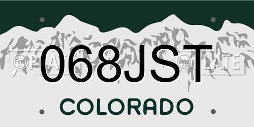 068JST Colorado License Plate