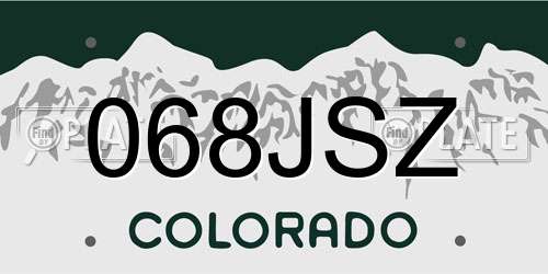 068JSZ Colorado License Plate