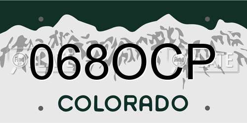 068OCP Colorado License Plate