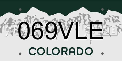 069VLE Colorado License Plate