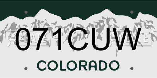 071CUW Colorado License Plate