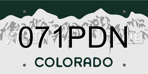 071PDN Colorado License Plate