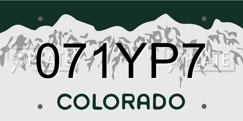 071YP7 Colorado License Plate
