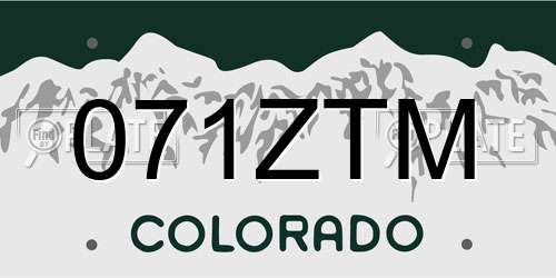 071ZTM Colorado License Plate