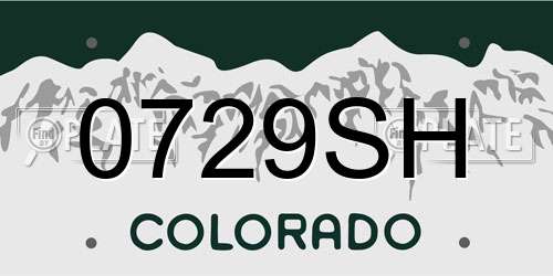 0729SH Colorado License Plate