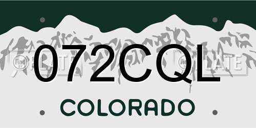 072CQL Colorado License Plate