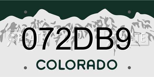 072DB9 Colorado License Plate