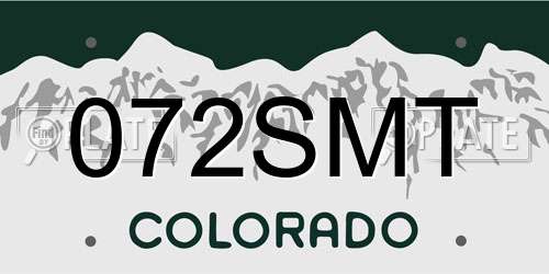072SMT Colorado License Plate