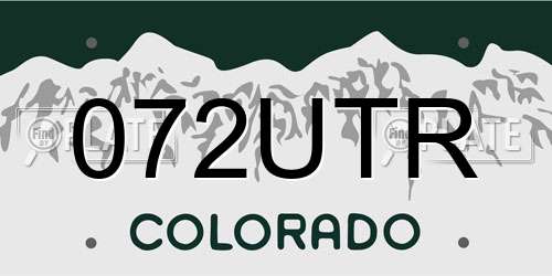 072UTR Colorado License Plate