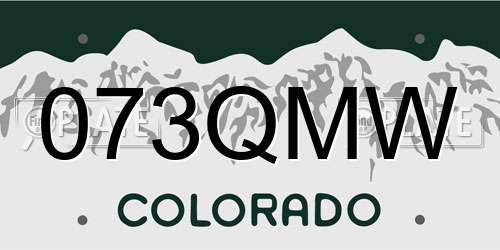 073QMW Colorado License Plate