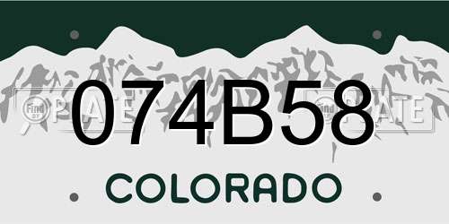 074B58 Colorado License Plate