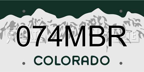 074MBR Colorado License Plate
