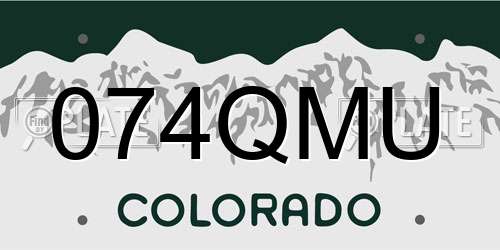 074QMU Colorado License Plate