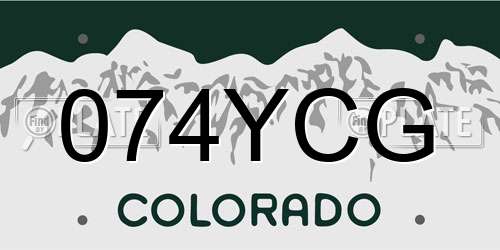 074YCG Colorado License Plate