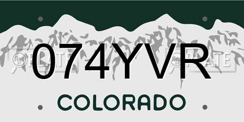 074YVR Colorado License Plate