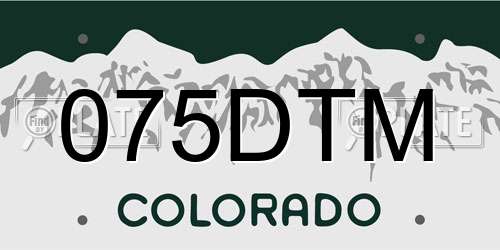 075DTM Colorado License Plate