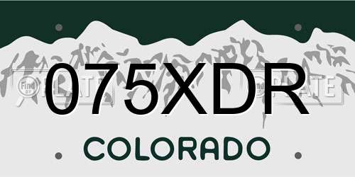 075XDR Colorado License Plate