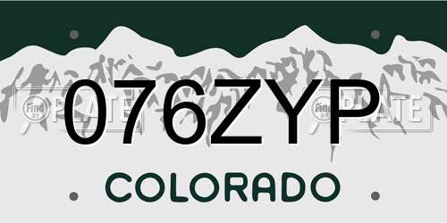 076ZYP Colorado License Plate
