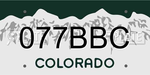 077BBC Colorado License Plate