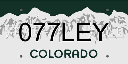 077LEY Colorado License Plate