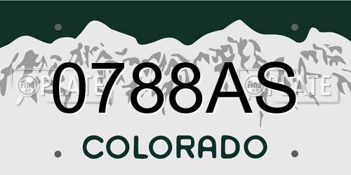 0788AS Colorado License Plate