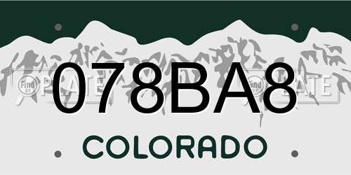 078BA8 Colorado License Plate