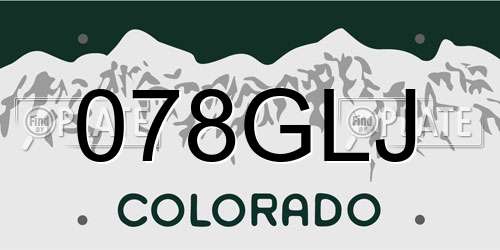 078GLJ Colorado License Plate