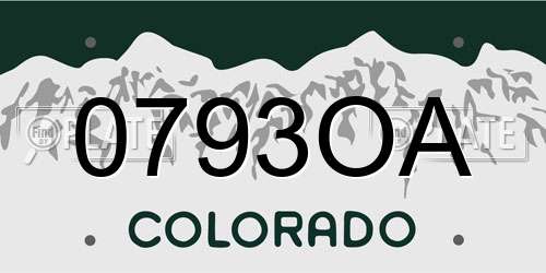 0793OA Colorado License Plate