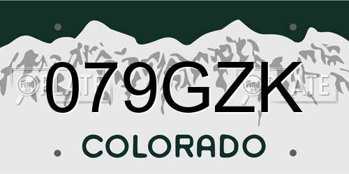 079GZK Colorado License Plate